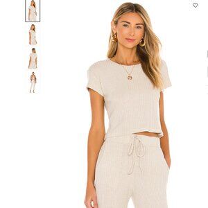 Mina Lisa Ribbed Knit Baby Tee XS & Ribbed Knit Tassel Pant S - Sold as a Set